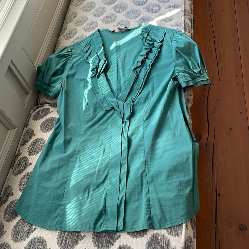 BCBGMAXAZRIA cotton blouse in teal size S